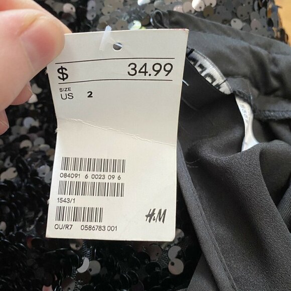 H&M Black Sequin Top Formal High Neck Size 2 Women - Picture 6 of 7